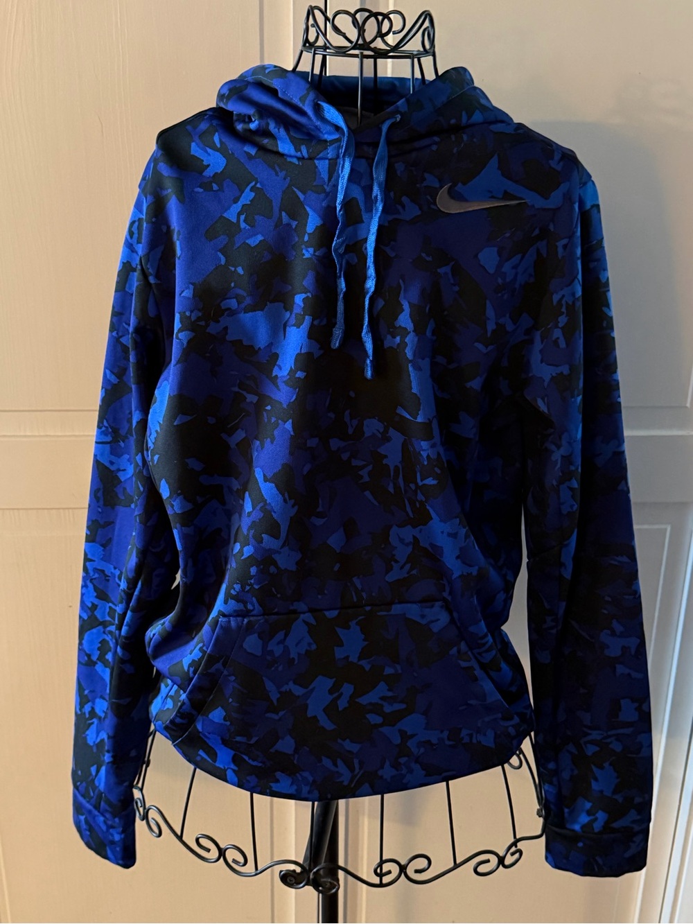 Nike Blue & Black Camo Hoodie with Swoosh